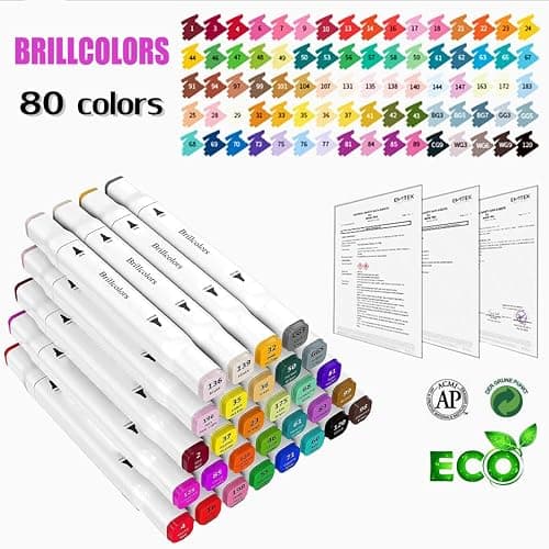 80 Colors Alcohol Markers with Base Dual Tip Drawing Markers for Adult and Kids Comics Coloring Sketching Illustration (80 White) -Refillable thumbnail 4