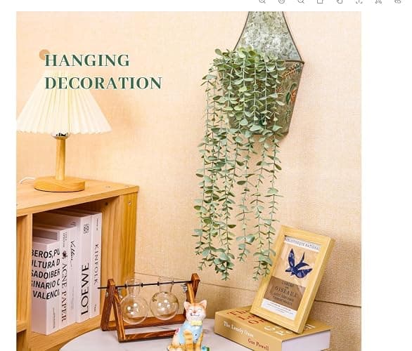 Der Rose 1Pcs Fake Plants Hanging Artificial Potted Faux Eucalyptus Plants for Modern Boho Farmhouse Bathroom Office Desk Wall Art Shelf Living Room Aesthetic Decor Indoor thumbnail 4