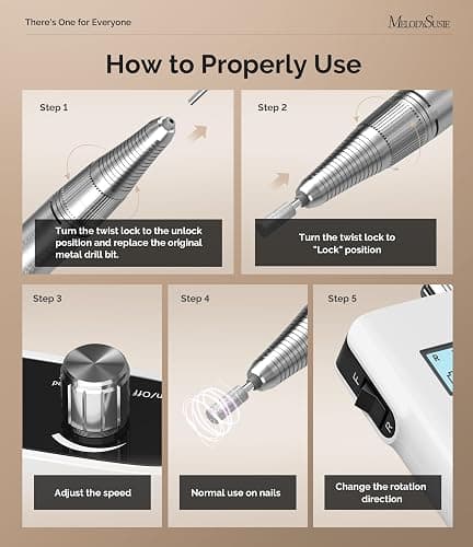 MelodySusie Entry-Level Clip-On Rechargeable Nail Drill, SC320H 30000RPM Popular Classic E-File with LCD Display for Manicure Shaping & Gel Removal, Perfect for Training, Nail Art Practice & Home Use thumbnail 3