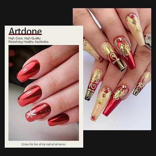 Artdone Chrome Nail Powder,Red Iridescent Aurora Powder Metallic Mirror Effect Pigment Pearlescent Mermaid Pigment Pearl Glitter Dust Kit, Nail Art Decoration, Resin Craft thumbnail 3