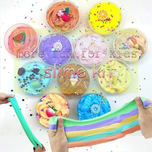 HFCHUPIN Butter Slime Kit for Girls and Boys 11pack with Scent,Stretchy and Non-Sticky,Stress Relief Fidget Toy,Birthday Gift and Party Favors Easter Basket Stuffers Christmas Party Supplies thumbnail 5