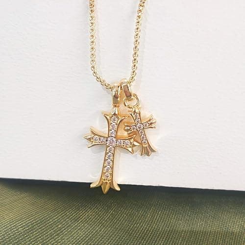 Partm Gold Cross Necklace for Women 14K Plated Dainty Pendant Cross Chain Faith Crucifix Choker Baptism Necklace for Women Trendy Religious Jewelry Hypoallergenic thumbnail 4