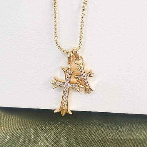 Partm Gold Cross Necklace for Women 14K Plated Dainty Pendant Cross Chain Faith Crucifix Choker Baptism Necklace for Women Trendy Religious Jewelry Hypoallergenic thumbnail 5