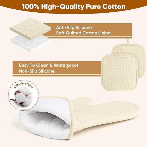 Silicone Oven Mitts Pot Holder Kitchen-Towels100% Cotton Dish Towels for Kitchen,Super Soft and Absorbent Kitchen Hand Towels/Tea Towels.Pot Holder,Oven Mitt Heat Resistant,Silicone Grip,Gift Set thumbnail 4