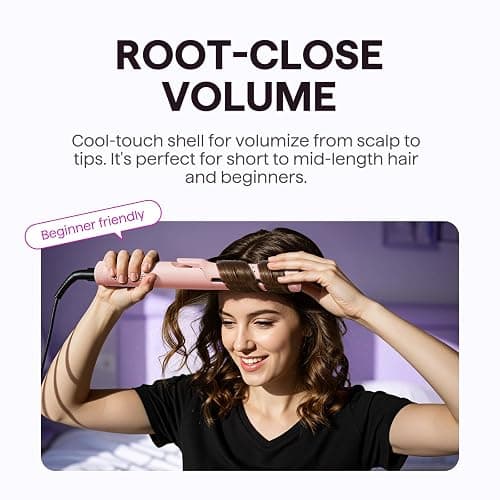 Wavytalk Airflow Styler Curling Iron, Cool Curl, 360° Cool Air Lock in Style for Lasting Curls, Reduces Damage, 2 in 1Hair Straightener and Curler, 1.25 Inch, Anti-Scald for Short Long Hair, Pink thumbnail 4