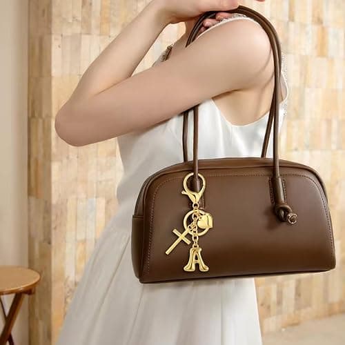 Initial Bag Charms Keychains Women, Cross Cute Heart Letter Key Chain Purse Backpack Handbags Keychain Christian Easter Gift thumbnail 2