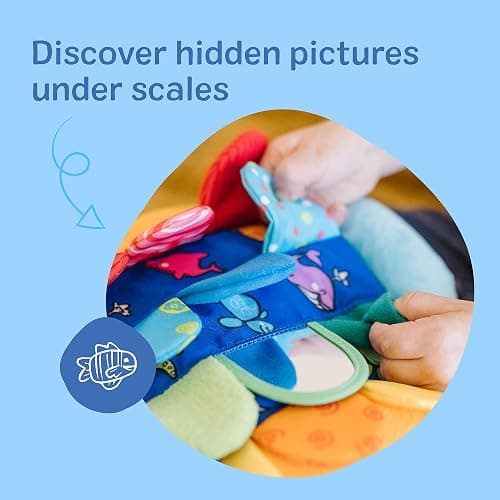 Melissa & Doug K’s Kids, Flip Fish Stuffed Animal, Soft Baby Book, Multi-Textured Squeaking & Crinkling Infant Sensory Toys for Babies with Baby Mirror, Tummy Time Toys for Infants Ages 0–9 Months thumbnail 3