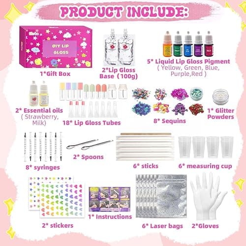 Lip Gloss Making Kit, 70PCS Diy Lip Gloss Kit, Beginner Lip Gloss Set, Make Your Own Lip Gloss Kit, Glitter Lip Gloss, Lip Gloss Kit for Girls, Lipgloss Sets for Girls Gifts thumbnail 2
