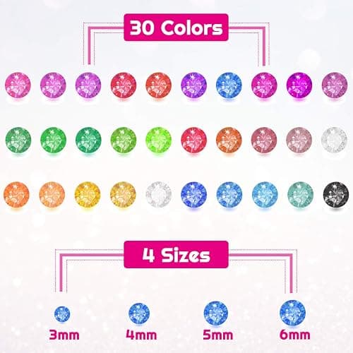 Rhinestone Stickers, Anezus 4950pcs Adhesive Stick on Gems Face Jewels Stickers Self Adhesive Rhinestones for Crafts, Makeup and Decorations (30 Colors, 4 Sizes) thumbnail 3
