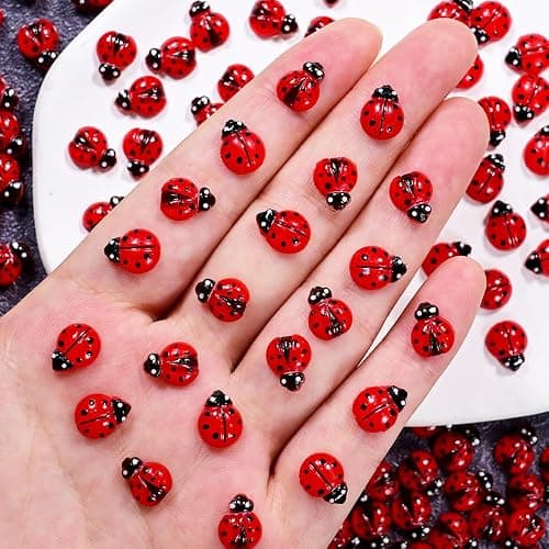 200Pcs Red Ladybug Nail Charms Cute Insect Nail Art Charms 3D Resin Summer Ladybug Nails Rhinestones Colorful Ladybug Design Nail Decorations Small Ladybug Nail Gems for Women Manicure Decor DIY Craft - Image 1