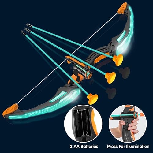JOYIN Kids Bow and Arrow Set, LED Light Up Archery Toy Set with 9 Suction Cup Arrows, Target & Arrow Case, Indoor and Outdoor Hunting Play Gift Toys for Kids, Boys & Girls Ages 6-12 thumbnail 4