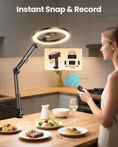 Upgrade Ring Light Overhead Camera Phone Mount for Desk, Evershop 10” Selfie Light with Stand Tripod for iPhone, Light with Phone Holder for Video Recording,Zoom Meeting,Live Streaming Tiktok,YouTube thumbnail 5
