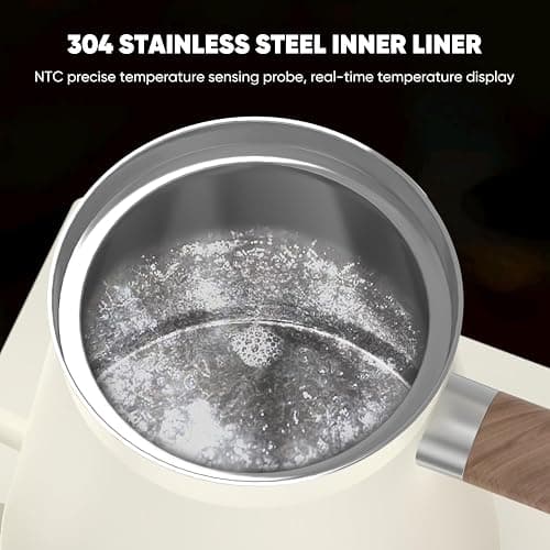 0.6L Gooseneck Electric Coffee Kettle with 40~100℃ Temperature Adjustable, 1000W Fast Boiling, 304 Stainless Steel Mini Brew Coffee Kettle, Tempered Glass Touch Control Panel, High Grade thumbnail 5