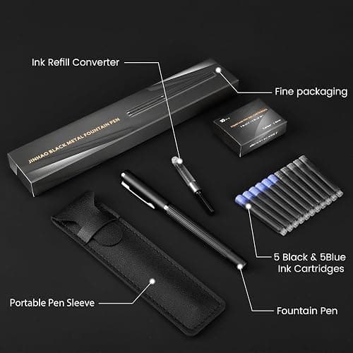 JINHAO Fountain Pen Fine Nib, Includes Ink Cartridges & Converter, Perfect Weight, Optimal Flow, No Skips thumbnail 6