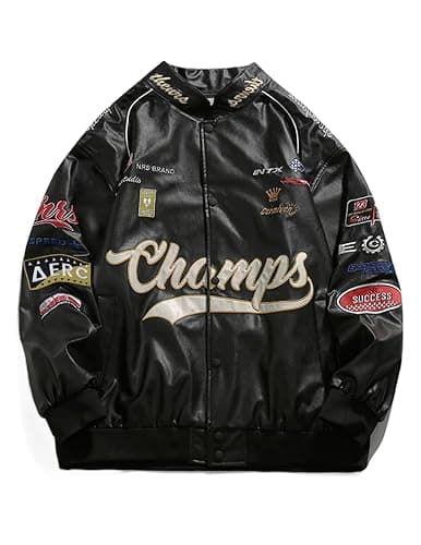 Aelfric Eden Faux Leather Racing Jacket Oversized Motorcycle Biker Racer Jackets Streetwear Unisex - Image 1