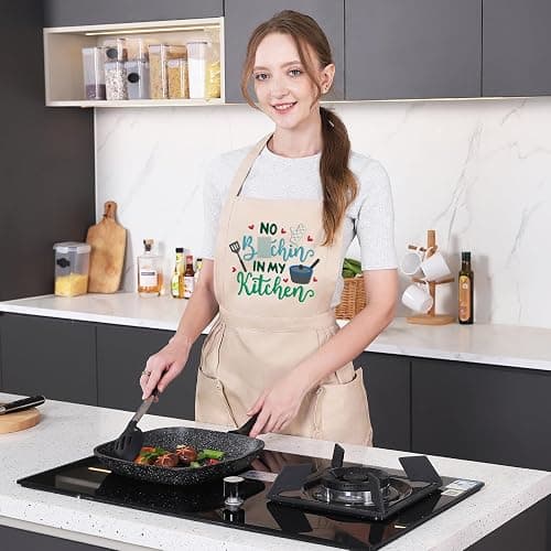 Fairy's Gift Funny Cooking Aprons for Women, Cute Embroidered Womens Kitchen Apron w/Pockets for Cooking Baking - Thanksgiving Christmas Bday Baking Gifts for Mom Wife Grandma Baker Daughter Chef Her thumbnail 7