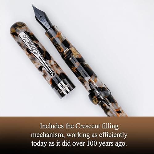 Conklin Mark Twain Crescent Filler Fountain Pen - Orange Medley with Gunmetal Trim - Fine Nib - Luxury Writing Instrument thumbnail 3