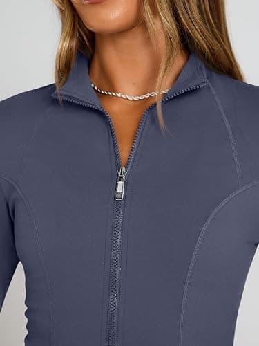 Women's Zip Up Lightweight Jackets Workout Hoodies Gym Clothes | Slim Fitted, 2 Pockets, Thumb Hole, Comfy Stretchy, Athletic Activewear, Fall Outfits, Scrub Jackets thumbnail 6