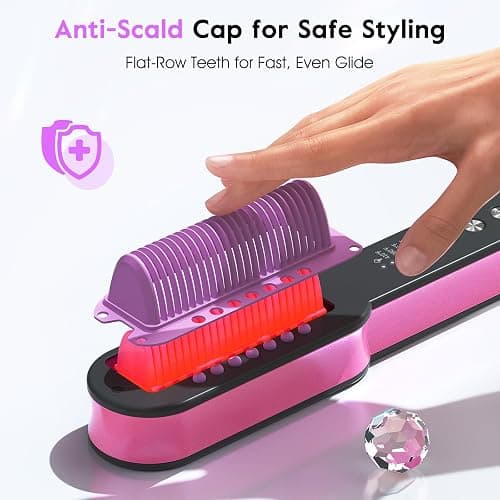 slopehill Steam Hair Straightener Brush – Ionic Steam Straightening Brush for Smooth, Frizz-Free Hair, Fast Heating, 4 Adjustable Temperature, Anti-Scald Design thumbnail 4