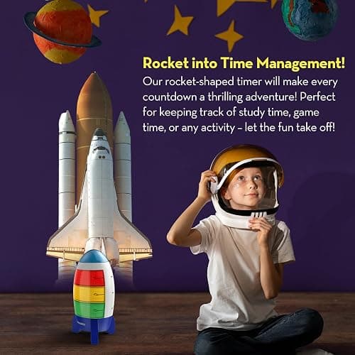 Ted Kangaroo Countdown Timer! Blast Off Visual Timer for Kids with Audio Rocket, 0-24 Hour Countdown, Memory Function, Red Yellow Green Light, Easy Setup, Battery Operated for Classroom and Home Use thumbnail 4