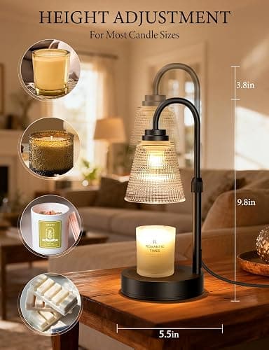 Candle Warmer Lamp with Timer Dimmable, Adjustable Height Wax Melts Warmer for Jar Candles, Housewarming, Birthday, for Women and Mom, Home Decor thumbnail 2