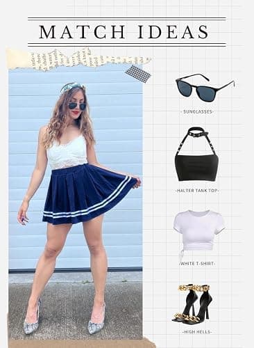 Avidlove Womens Pleated Skirt School Uniform Skirt Mini Skirt Pleated Cheer Skirt thumbnail 6