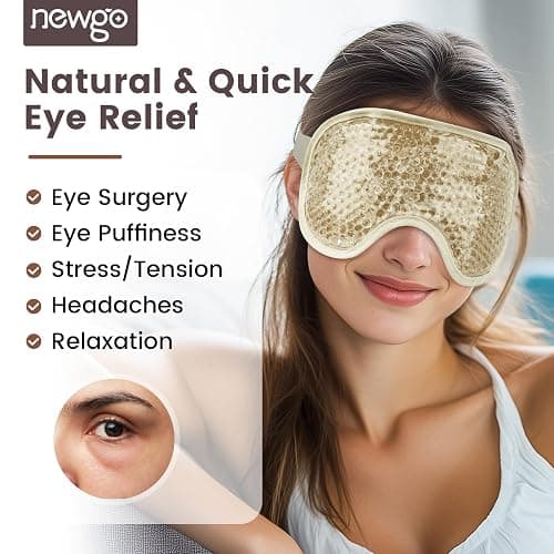 NEWGO Cooling Eye Mask for Puffy Eyes, Cold Eye Mask Eye Ice Pack for After Eyes Surgery, Tension Stress Relief, Itchy Eyes, Headaches, Dark Circles - Champane thumbnail 2