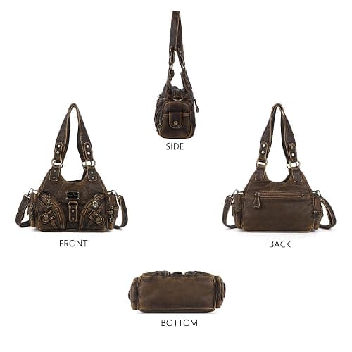 Angel Kiss Purses for Women Small Hobo Shoulder Bags Vagen Leather Multi-Pocket Tote Bag with Zipper thumbnail 6
