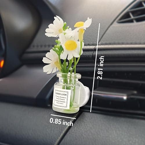 CusDusk 4 Pack Flowers Car Vent Clips, Cute Daisy Plants Vase Air Conditioning Outlet Clip with Fragrance Pads, Charm Scent Perfume Automotive Interior Decorations for Women thumbnail 2