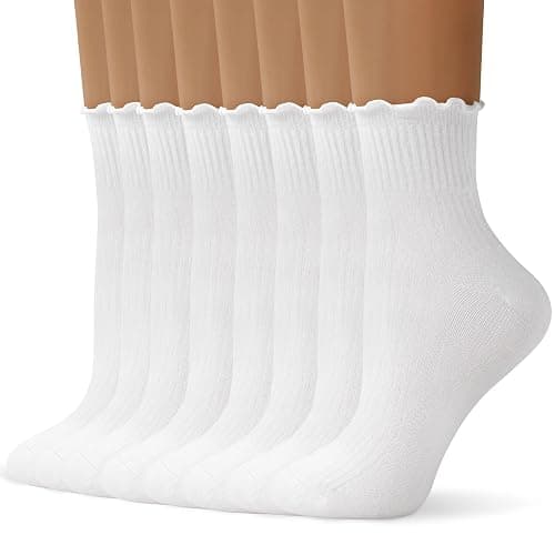 ANDERE ARTE Womens Ruffle Ankle Socks Cute Lettuce Edge Crew Socks for Women - Image 1