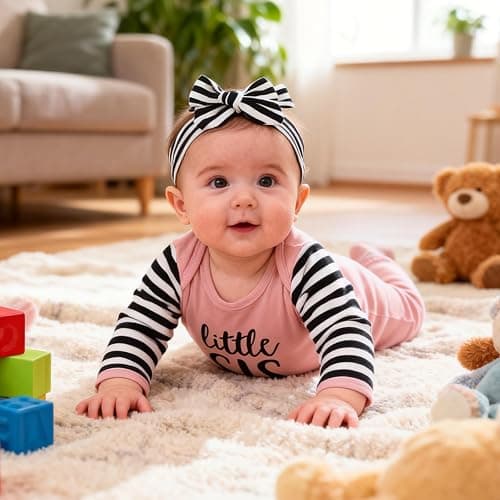 AMAWMW Newborn Baby Girl Little Sister Sleeper Gown Stripe Long Sleeve Nightgown Pajamas Gifts Stuff Essential Outfit thumbnail 4
