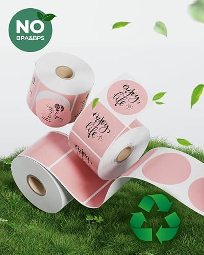 MUNBYN 2 Inch Pink Circle Thermal Sticker Labels, Self-Adhesive Round Direct Thermal Labels for Logo Design, QR Code, 750 Sheets/1 Roll thumbnail 5