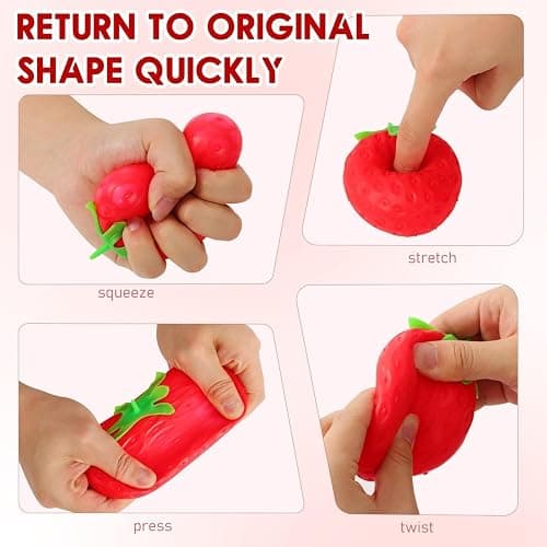 Strawberry Squishy, Realistic Strawberry Ball Relieve Stress and Anxiety,Party Favor Slow Rise Pressure Release Toy Desktop Decoration thumbnail 4