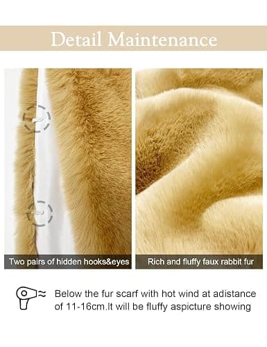 BEAUTELICATE Châle Étole En Fausse Fourrure Cape Boléro De Femme Mariage Hiver Sur Robe de Soirée Mariée Cérémonie Fête Demoiselle d'honneur Grande Taille thumbnail 5