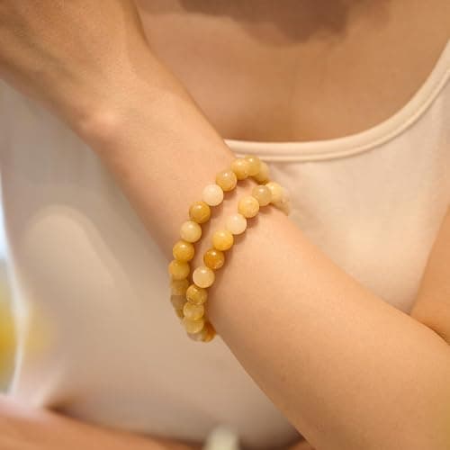 Bivei Natural Gemstone Semi Precious Healing Crystals Handmade Stretchy Round Beads Bracelet,Stocking Stuffers for Women Enhance Positive Energy thumbnail 3