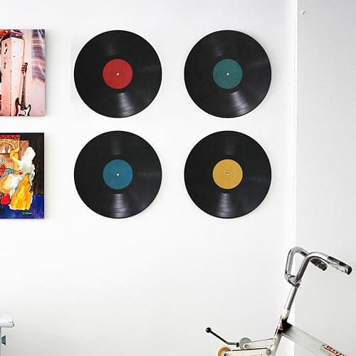 VOSAREA 8pcs Vinyl Record Wall Stickers Vintage Fake Record Wall Decals Decorative Vinyl Record Wall Ornaments for Music Party Room Home Cafe Bar Decor thumbnail 8