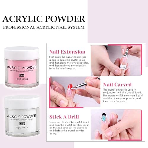 Acrylic Nail Kit for Beginners with Everything Practice Tools Set Gift | Complete Nail Starter Set with Drill U V Lamp Acrylic Powder French Tips Glitter Powder Decorations for Women Home Salon DIY thumbnail 6