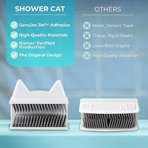Shower Cat Shower Hair Catcher for Wall – Hair Collector for Shower & Tub, Shower Hair Trap Keeps Loose Hair Off Shower Wall & Out of Drain, Reusable Hair Catcher for Shower Wall, 3M Adhesive thumbnail 4