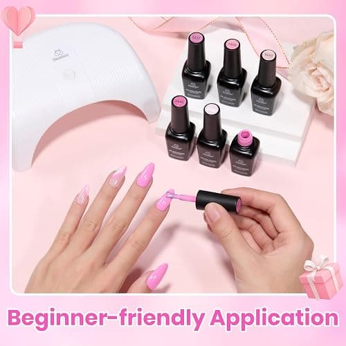 Beetles Pink Gel Nail Polish Set, 6 Colors Pink Reverie Shimmer Pearl Glitter Gel Polish, Soak Off Uv LED Nail Lamp DIY Manicure Gift for Women thumbnail 6