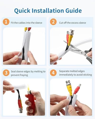 Yecaye 30ft - 1/2 inch Cord Protector Cable Sleeve, Split Braided Wire Loom Tubing for TV Computer USB Cable Power Cord, Cable Management Cord Protectors from Pets no Chew, White (with 10 Zipties) thumbnail 7