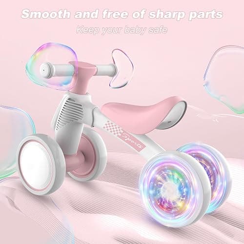WETIFY Colorful Lighting Baby Balance Bike Toys for 1 Year Old Girl Gifts, 10-36 Month Toddler Balance Bike, No Pedal 4 Silence Wheels & Soft Seat First Bike, One Year Old Girl Birthday Gifts thumbnail 5