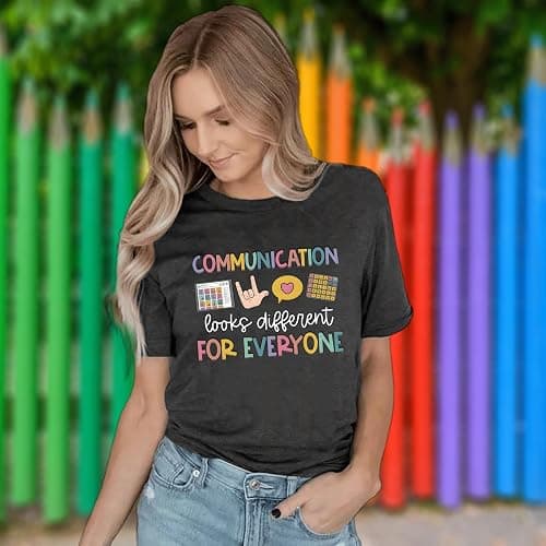 Teacher Shirts for Women Autism Speech Therapy T-Shirt Special Education Mental Health Teacher T-Shirt SLP Graphic Tee Top thumbnail 3