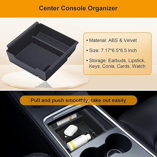 BANKKY Center Console Organizer Tray 5PCS for Tesla Model Y Accessories 2024-2020(Not Fit 2024 2025 Model Y Juniper) Armrest Storage Tray, Hidden Storage Box, Cup Holder Insert, Under Seat Storage Box thumbnail 3