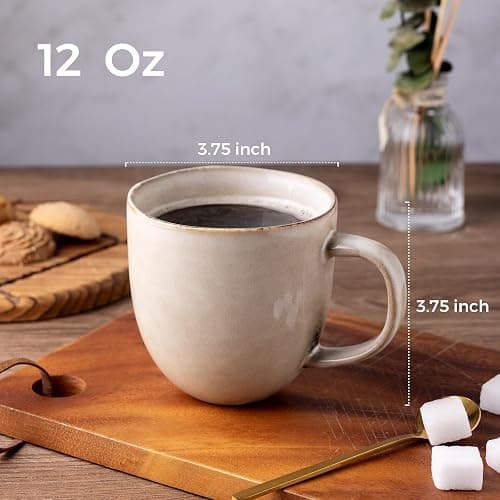 AmorArc 12oz Coffee Mugs, Ceramic Coffee Mugs set of 6 for Man, Woman, Dad, Mom, Modern Coffee Mugs with handle for Latte/Cappuccino/Milk/Cocoa. Dishwasher&Microwave Safe, Cappuccino thumbnail 2