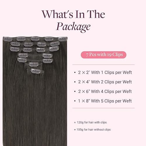 GOO GOO Clip in Hair Extensions Real Human Hair, Remy Human Hair Extensions Clip ins for Women, Natural Human Hair, 18inch 120g 7Pcs, 1C Mocha Brown thumbnail 2