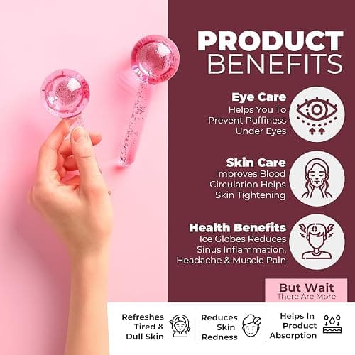 Ice Globes for Face 2Pcs – Enhancing Daily Beauty with Ice Globes for Facials, Skin Tightening & Anti-Aging – Perfect Facial Ice Globes for Puffiness & Wrinkles of Face, Neck & Eyes – Pink thumbnail 5