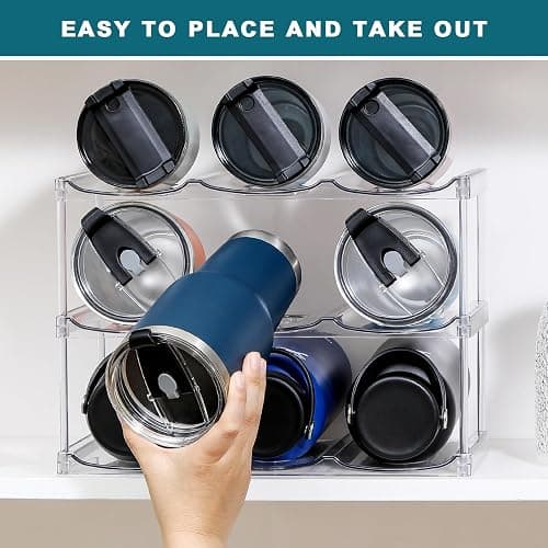 LARGER Compartment - Stackable Water Bottle Organizer Holder - for Stanley & Others' Large Tumbler - Clear Wine Rack, Cup Bottle Holder for Cabinet Home Countertop Fridge Pantry Shelf, 3 Tier Hold 9 thumbnail 9