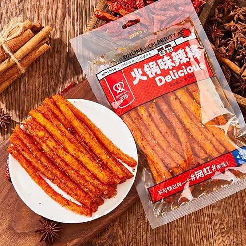 Fraunitsh Latiao Spicy Strips, 2 Packs Latio, Latiao Gluten Chinese Casual Snack Food, La Tiao Spicy Sticks, Latio 辣条, 102g/3.6oz per Pack (Pack of 2) thumbnail 2