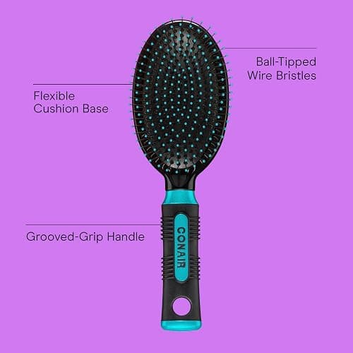 Conair Salon Results Hair Brush, Detangling Hair Brush for Men and Women, For All Hair Types, Metal Bristles and Cushion Base thumbnail 2