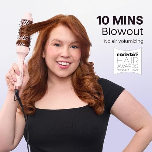 Wavytalk Updated Version Thermal Brush, 1.5 Inch Negative Ion Blowout Express Thermal Round Brush Creates Salon-Quality Blowouts, lonic Frizz Reduction Makes Hair Shinier & Smoother (Millennial Pink) thumbnail 2